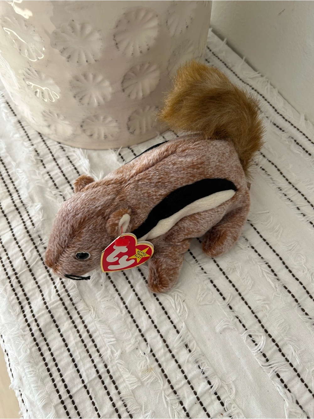 Vintage 1999 Ty Beanie Baby Chipper Plush Chipmunk Beanie with Fluffy Tail